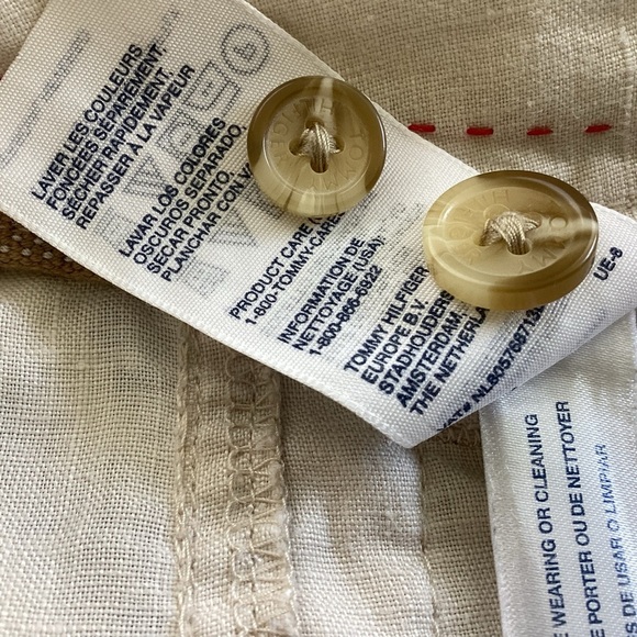 Tommy Hilfiger probably Vtg linen cream cropped straight leg self-tie pants 6 - Picture 7 of 7